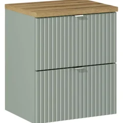 Garnero Arredamenti Mobile bagno sospeso 50cm cannettato 2 cassetti verde salvia rovere Greeny Online