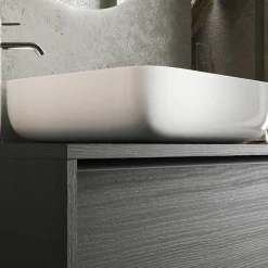 Garnero Arredamenti Mobile bagno sospeso 79cm con lavabo 2 cassetti nero frassinato Absolut Outlet