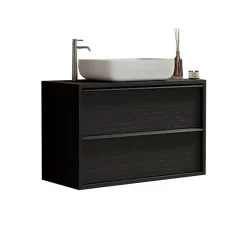 Garnero Arredamenti Mobile bagno sospeso 79cm con lavabo 2 cassetti nero frassinato Absolut Outlet