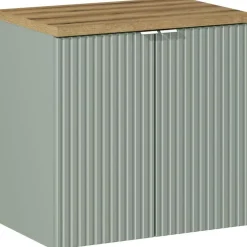 Garnero Arredamenti Mobile bagno sospeso 60cm cannettato 2 ante verde salvia rovere Greeny Hot