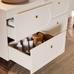 Garnero Arredamenti Mobile bagno sospeso 120cm fresato 4 cassetti beige Sand Online