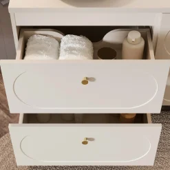 Garnero Arredamenti Mobile bagno sospeso 120cm fresato 4 cassetti beige Sand Online