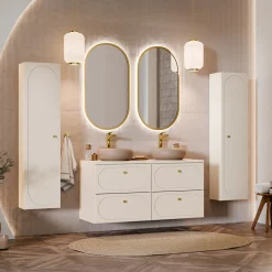 Garnero Arredamenti Mobile bagno sospeso 120cm fresato 4 cassetti beige Sand Online