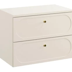 Garnero Arredamenti Mobile bagno sospeso 80cm fresato 2 cassetti beige Sand Discount