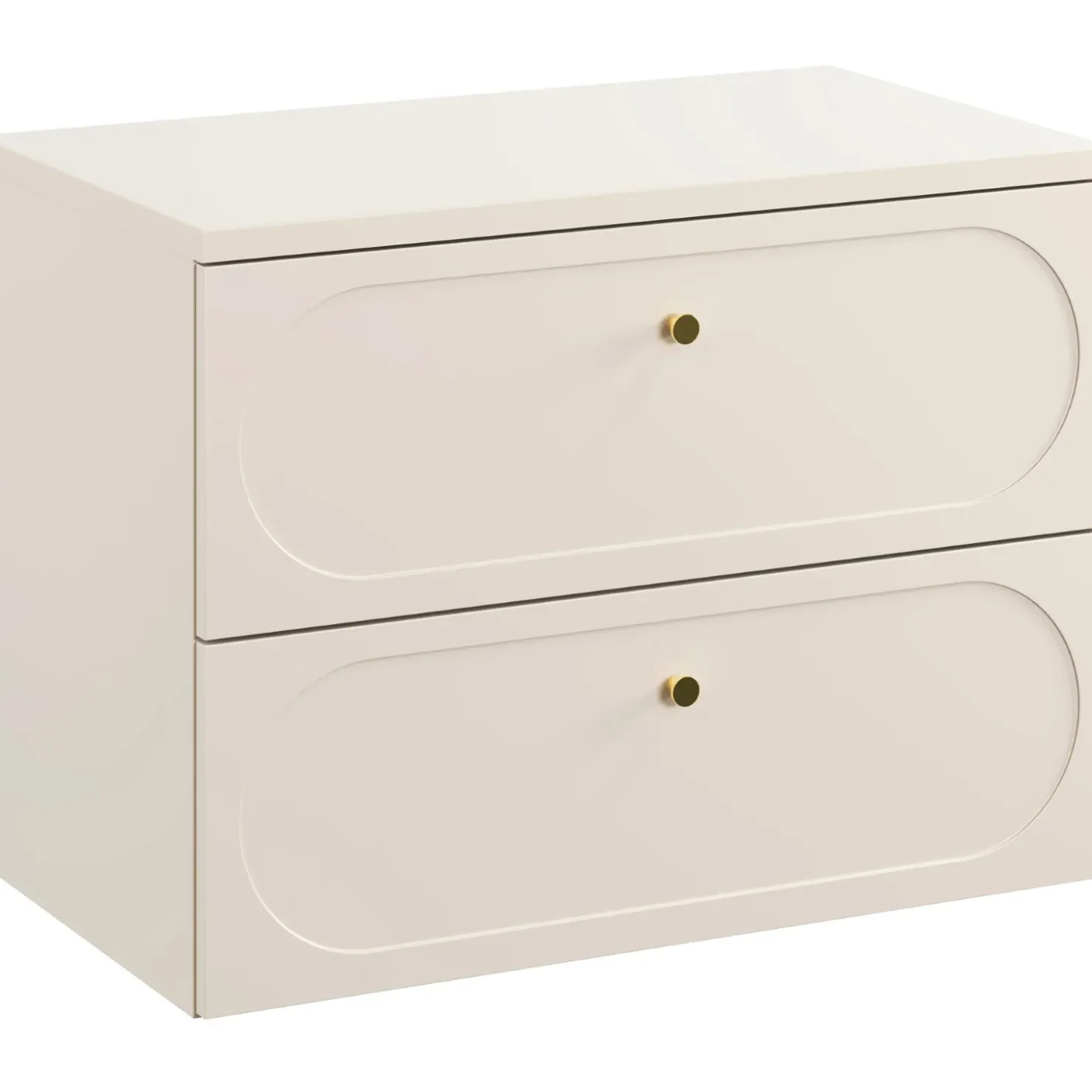 Garnero Arredamenti Mobile bagno sospeso 80cm fresato 2 cassetti beige Sand Discount