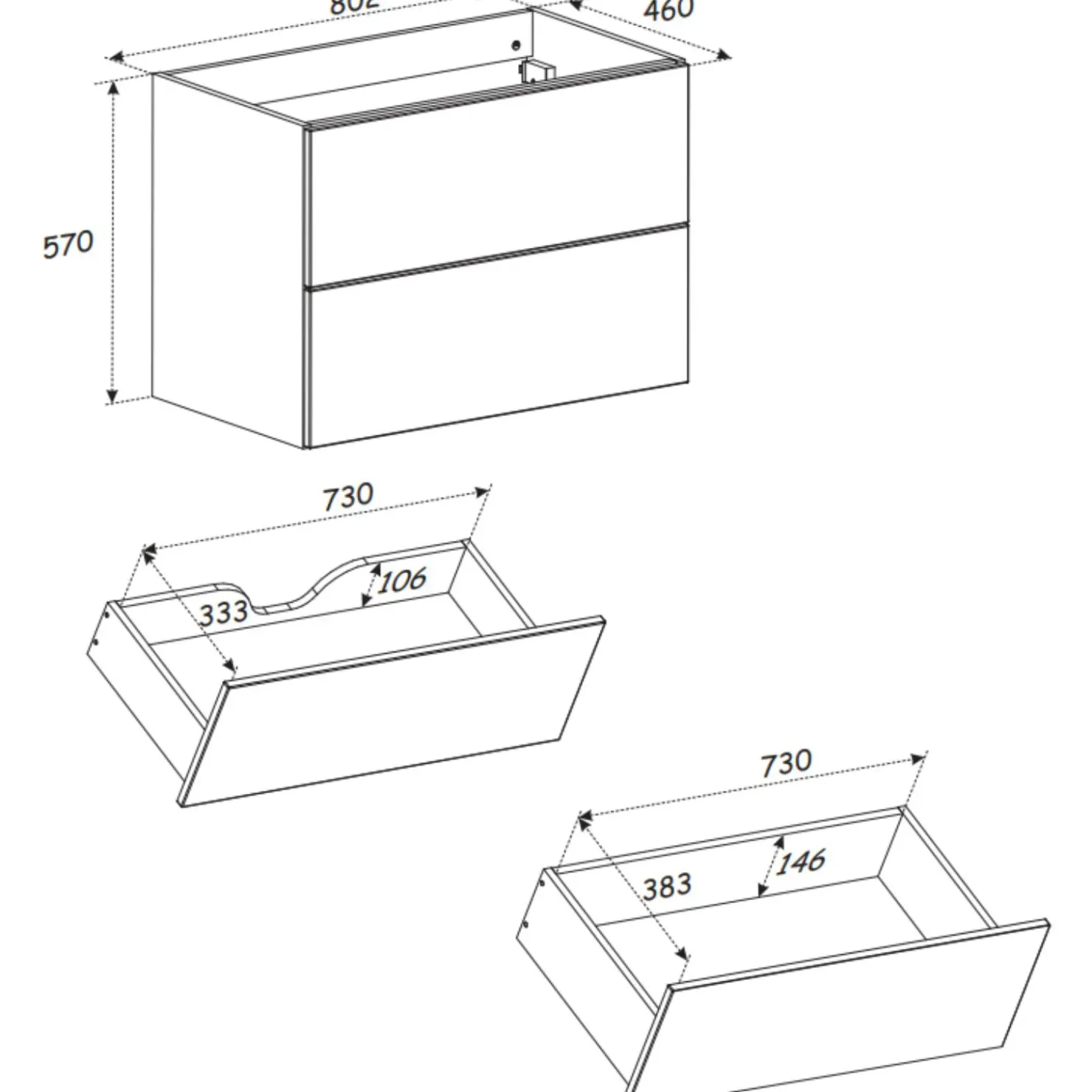 Garnero Arredamenti Mobile bagno sospeso 80cm fresato 2 cassetti beige Sand Discount
