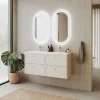 Garnero Arredamenti Mobile bagno sospeso fresato 120cm con lavabo 4 cassetti beige Sand Clearance