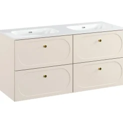 Garnero Arredamenti Mobile bagno sospeso fresato 120cm con lavabo 4 cassetti beige Sand Clearance