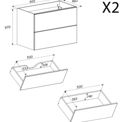 Garnero Arredamenti Mobile bagno sospeso fresato 120cm con lavabo 4 cassetti beige Sand Clearance