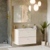 Garnero Arredamenti Mobile bagno sospeso fresato 80cm con lavabo 2 cassetti beige Sand New