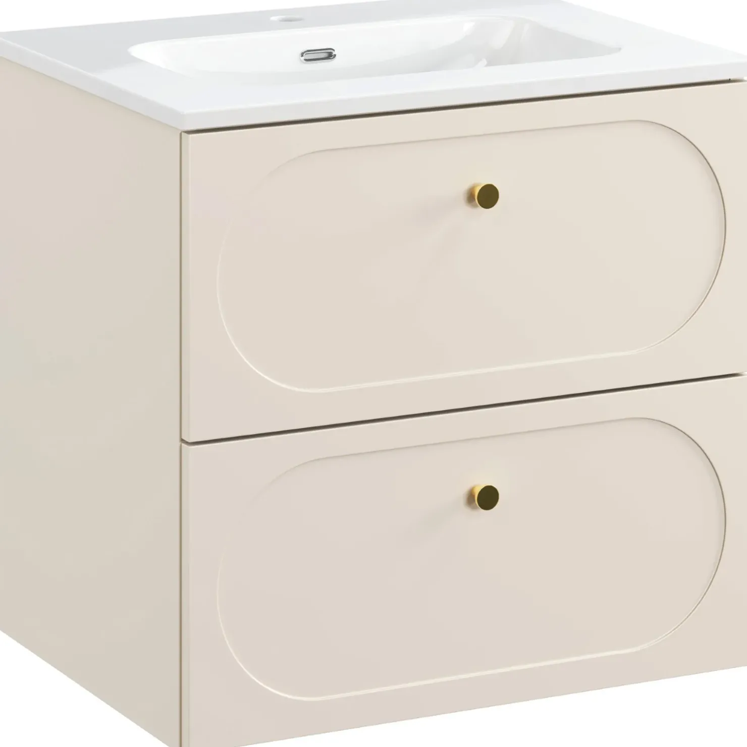 Garnero Arredamenti Mobile bagno sospeso fresato 60cm con lavabo 2 cassetti beige Sand Hot
