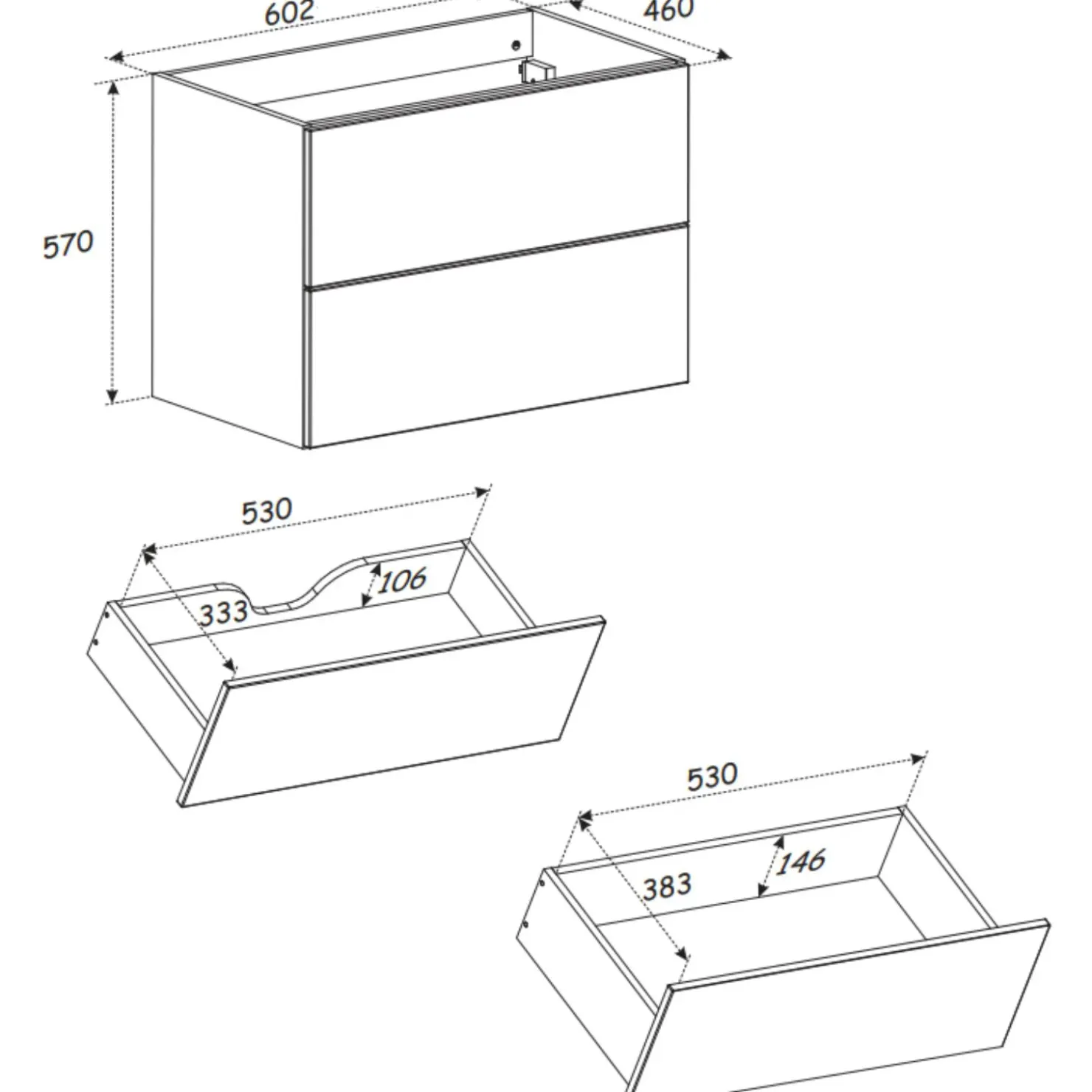 Garnero Arredamenti Mobile bagno sospeso fresato 60cm con lavabo 2 cassetti beige Sand Hot