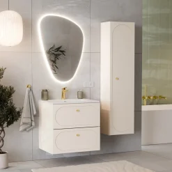 Garnero Arredamenti Mobile bagno sospeso fresato 60cm con lavabo 2 cassetti beige Sand Hot