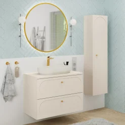 Garnero Arredamenti Mobile bagno sospeso fresato 80cm con colonna beige Sand Best