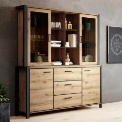 Garnero Arredamenti Mobile credenza alta 180x200h cm quercia nero opaco Neive Clearance