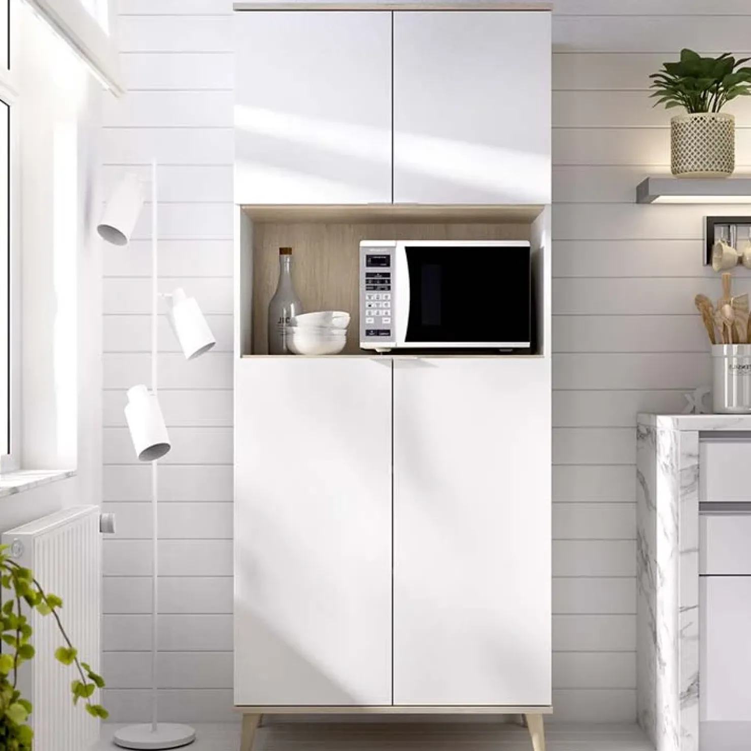 Garnero Arredamenti Mobile cucina 80x191h cm 4 ante bianco opaco rovere naturale Penny Online