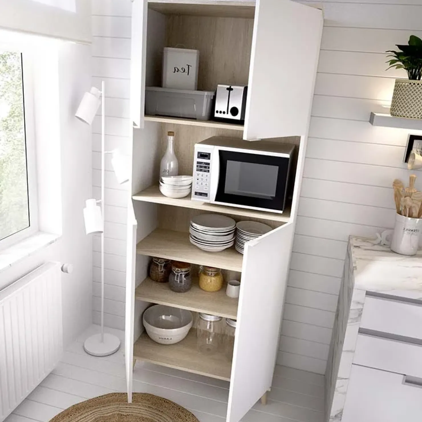 Garnero Arredamenti Mobile cucina 80x191h cm 4 ante bianco opaco rovere naturale Penny Online