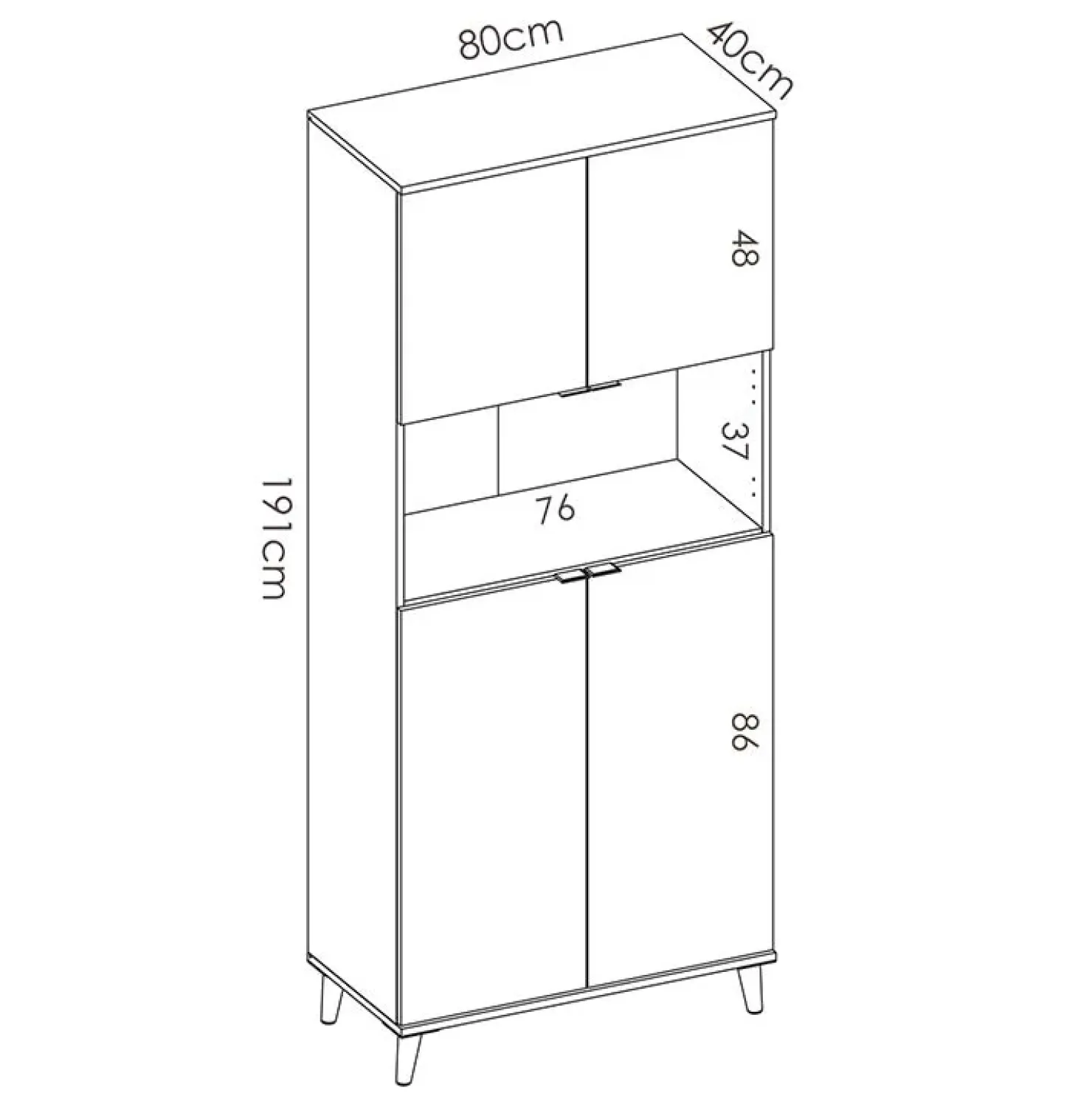 Garnero Arredamenti Mobile cucina 80x191h cm 4 ante bianco opaco rovere naturale Penny Online