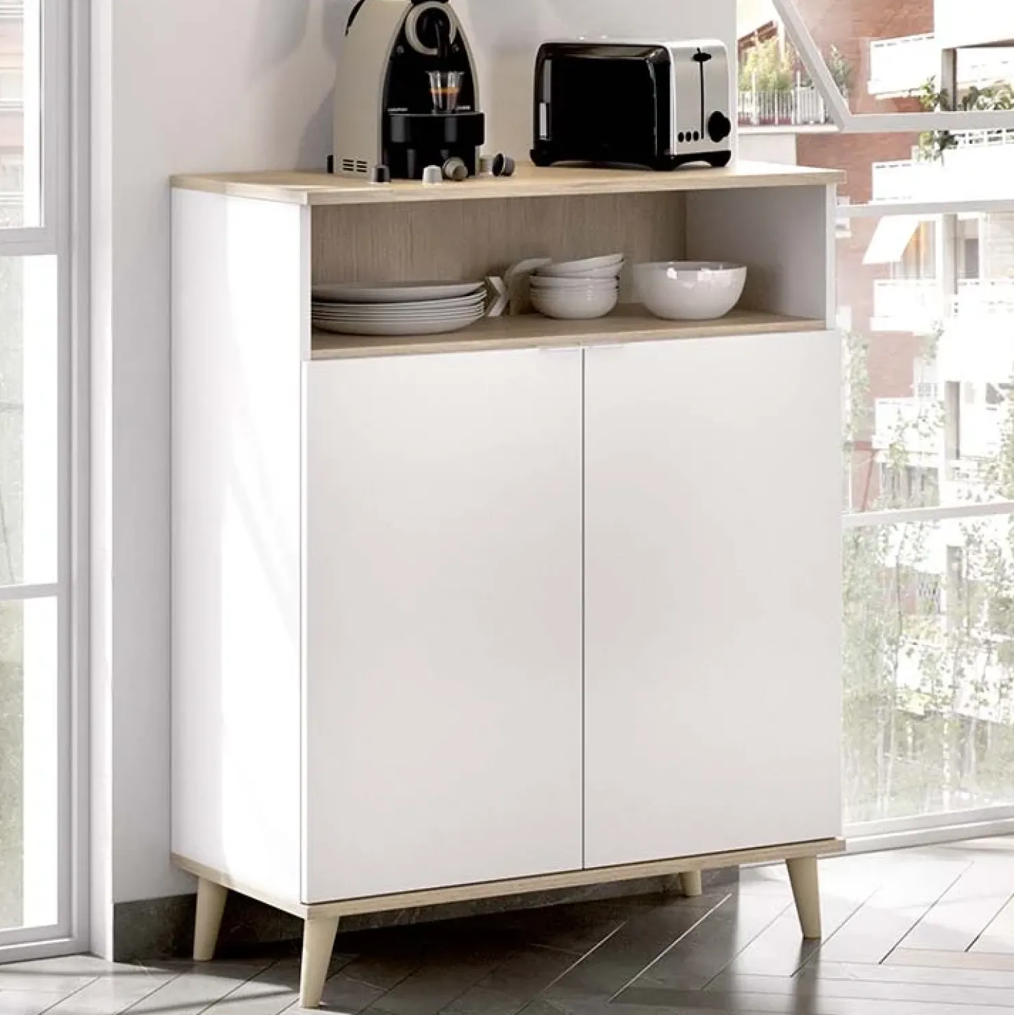 Garnero Arredamenti Mobile cucina 80x102h cm 2 ante bianco opaco rovere naturale Penny Discount
