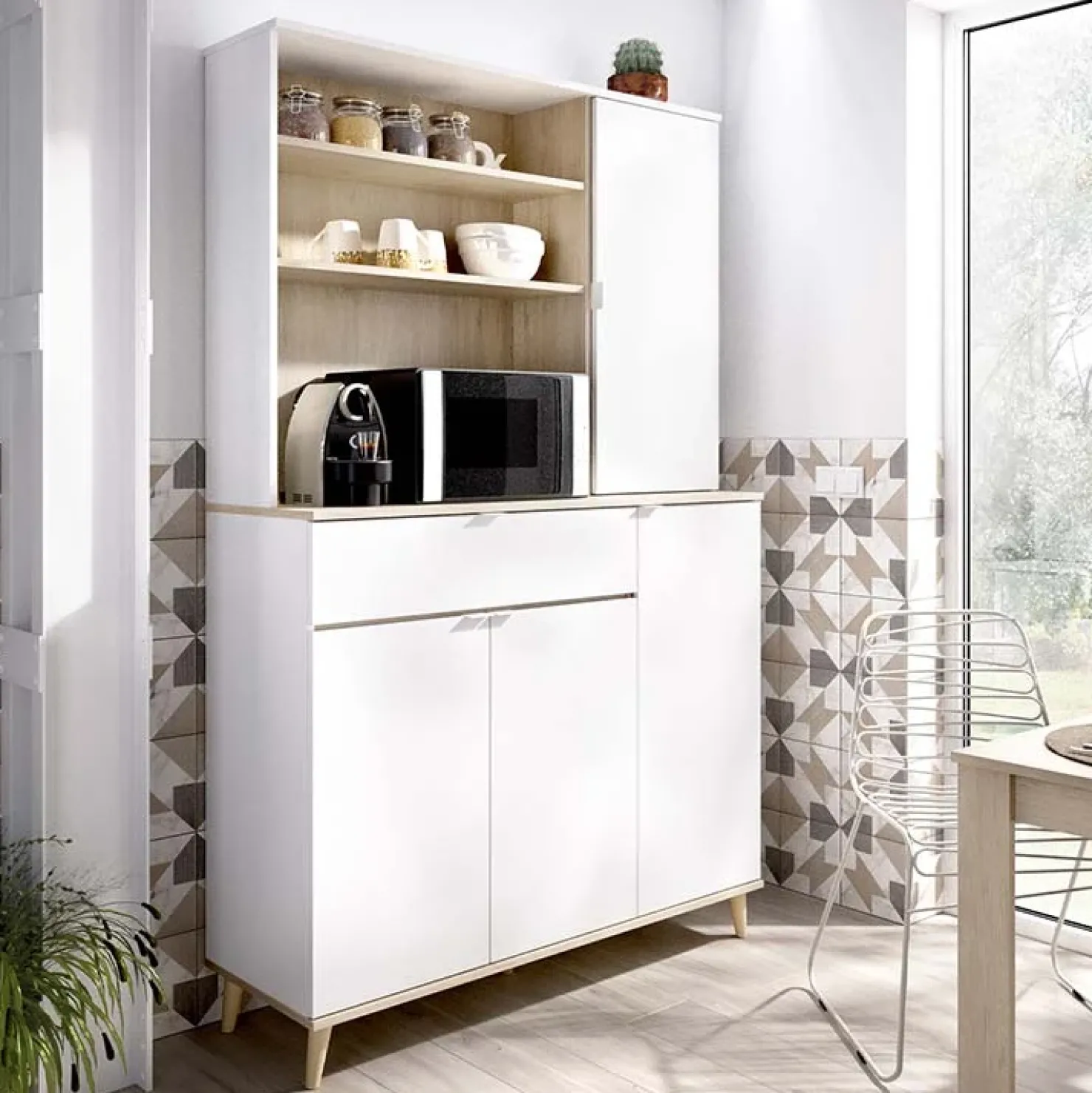 Garnero Arredamenti Mobile da cucina 120x191h cm 4 ante 1 cassetto bianco rovere Penny Best