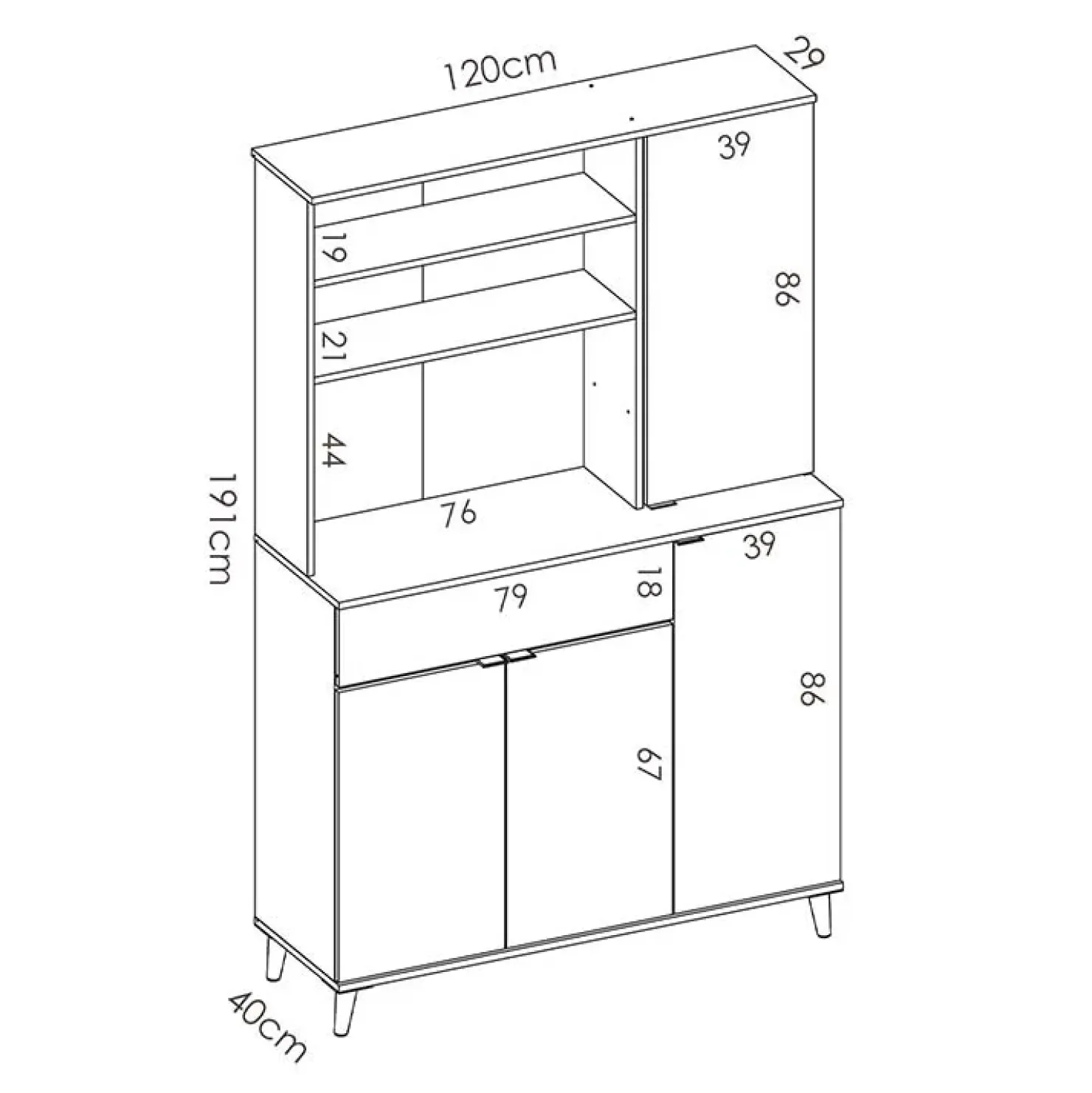 Garnero Arredamenti Mobile da cucina 120x191h cm 4 ante 1 cassetto bianco rovere Penny Best
