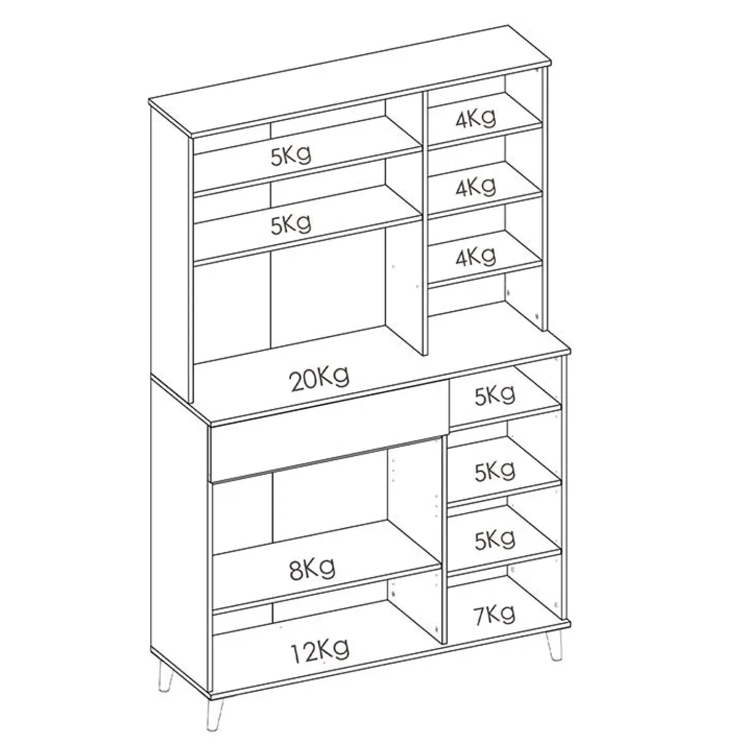 Garnero Arredamenti Mobile da cucina 120x191h cm 4 ante 1 cassetto bianco rovere Penny Best