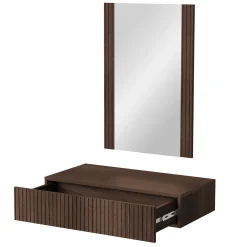 Garnero Arredamenti Mobile ingresso sospeso 80x97h h cm 1 cassetto con specchio noce cannettato Gabiot Outlet