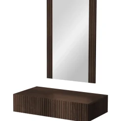 Garnero Arredamenti Mobile ingresso sospeso 80x97h h cm 1 cassetto con specchio noce cannettato Gabiot Outlet