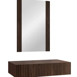 Garnero Arredamenti Mobile ingresso sospeso 80x97h h cm 1 cassetto con specchio noce cannettato Gabiot Outlet