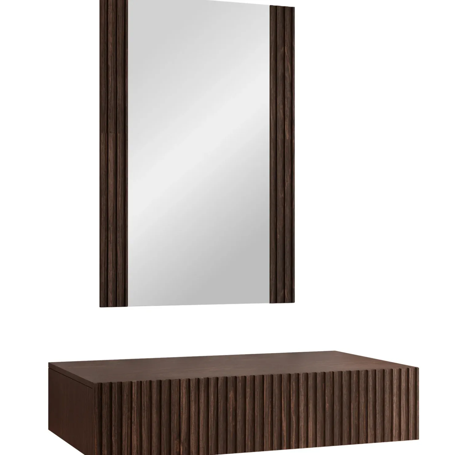 Garnero Arredamenti Mobile ingresso sospeso 80x97h h cm 1 cassetto con specchio noce cannettato Gabiot Outlet