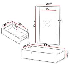 Garnero Arredamenti Mobile ingresso sospeso 80x97h h cm 1 cassetto con specchio noce cannettato Gabiot Outlet