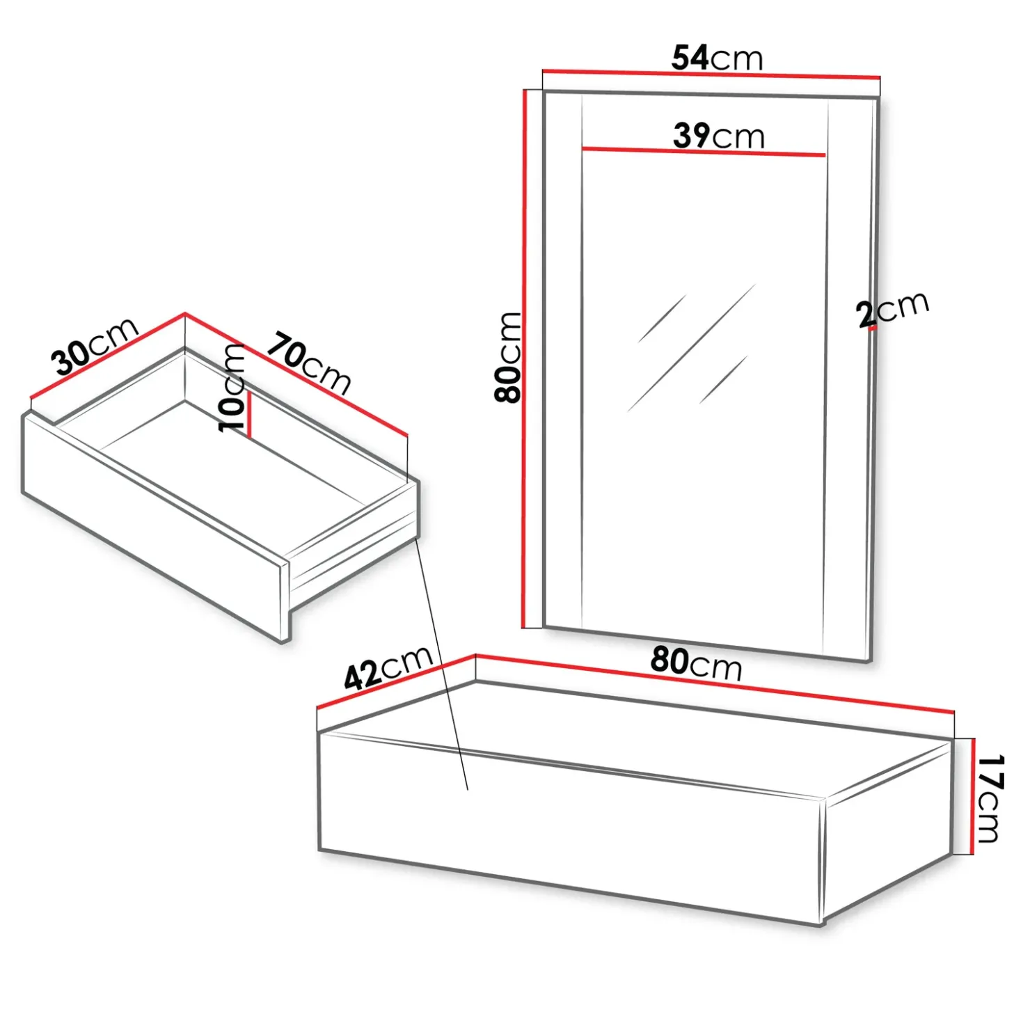 Garnero Arredamenti Mobile ingresso sospeso 80x97h h cm 1 cassetto con specchio noce cannettato Gabiot Outlet