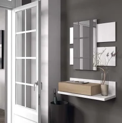 Garnero Arredamenti Mobile ingresso sospeso 75x140h cm con specchio bianco rovere Amy Gihome® Sale