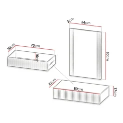 Garnero Arredamenti Mobile ingresso sospeso 80x97h cm con specchio cannettato nero Essence Nero Lucido Best