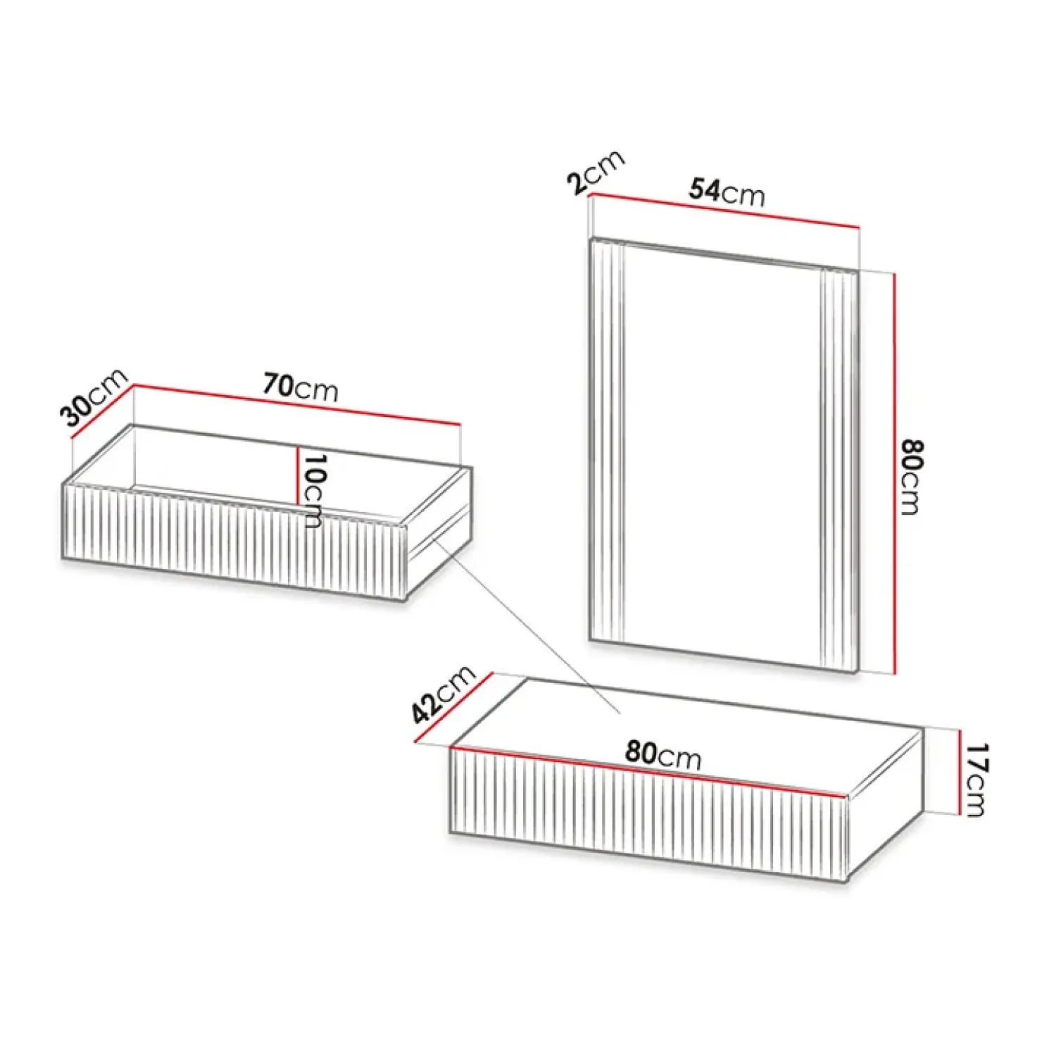 Garnero Arredamenti Mobile ingresso sospeso 80x97h cm con specchio cannettato nero Essence Nero Lucido Best