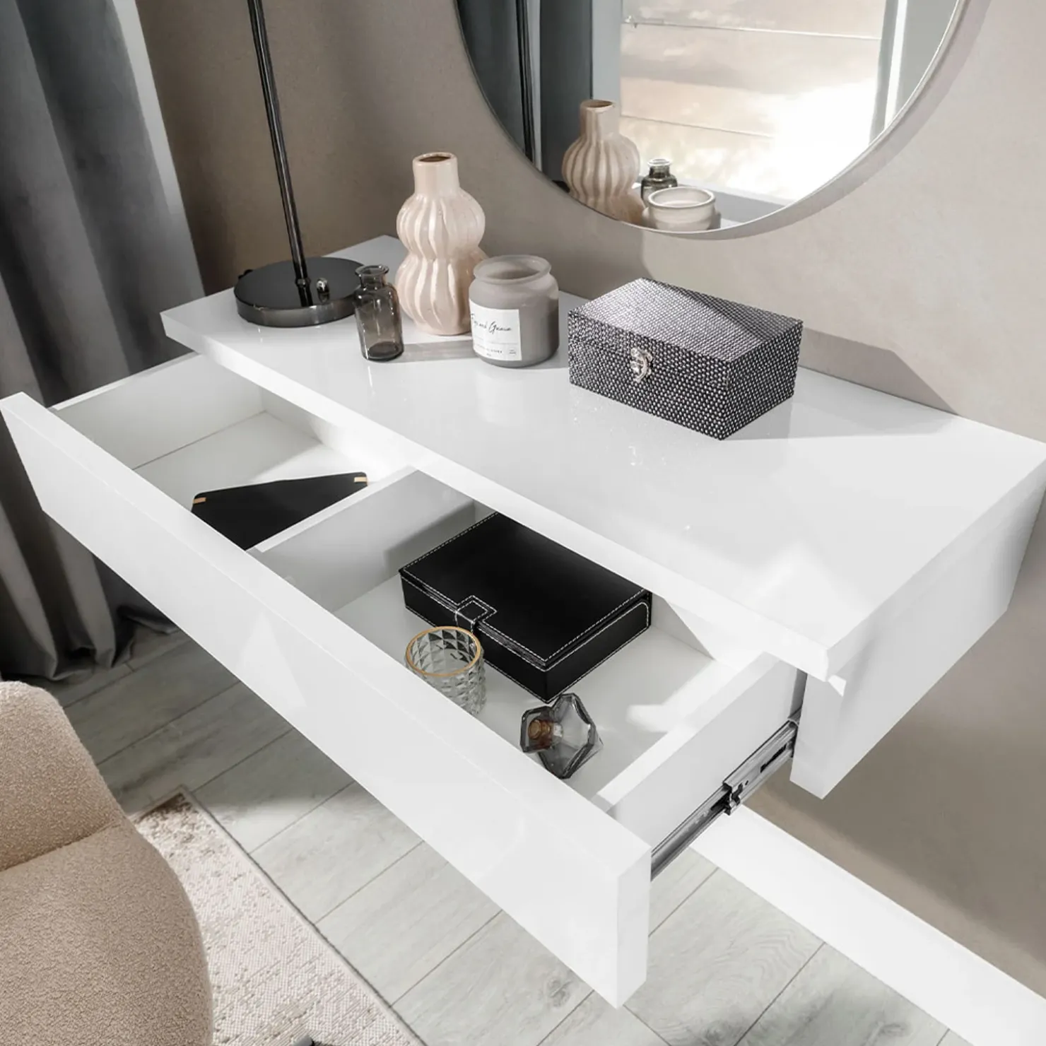 Garnero Arredamenti Mobile ingresso sospeso 100x20h cm con cassetto bianco Magnolia Sale