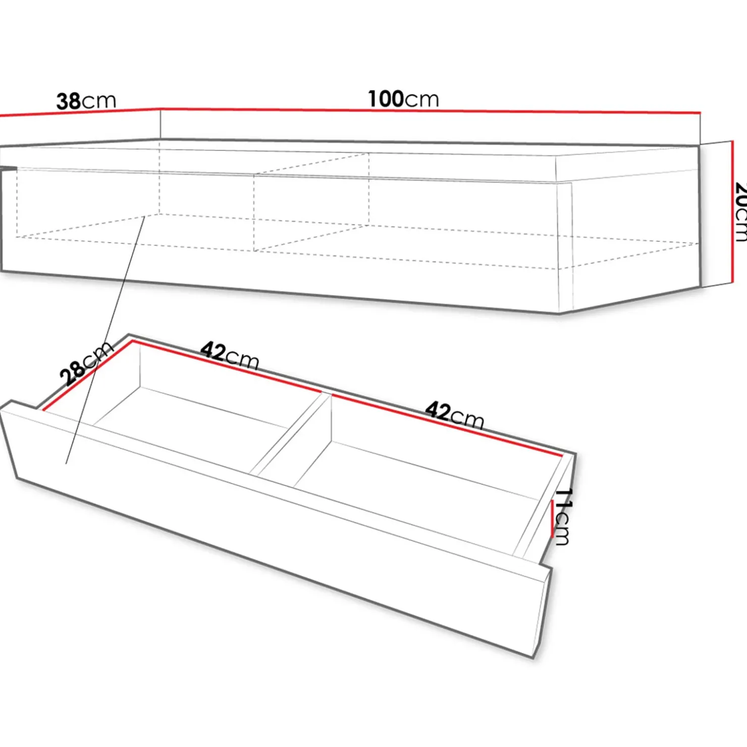 Garnero Arredamenti Mobile ingresso sospeso 100x20h cm con cassetto bianco Magnolia Sale