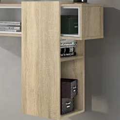 Garnero Arredamenti Mobile ingresso sospeso 100x185h cm con specchio bianco rovere Rich Gihome® Bianco - Rovere