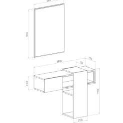 Garnero Arredamenti Mobile ingresso sospeso 100x185h cm con specchio bianco rovere Rich Gihome® Bianco - Rovere
