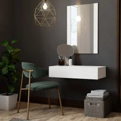 Garnero Arredamenti Mobile ingresso sospeso 80x97 h cm con specchio cannettato bianco Essence Bianco Opaco Best