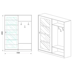 Garnero Arredamenti Mobile ingresso 150x200h cm anta scorrevole e specchio rovere naturale Sajama Online