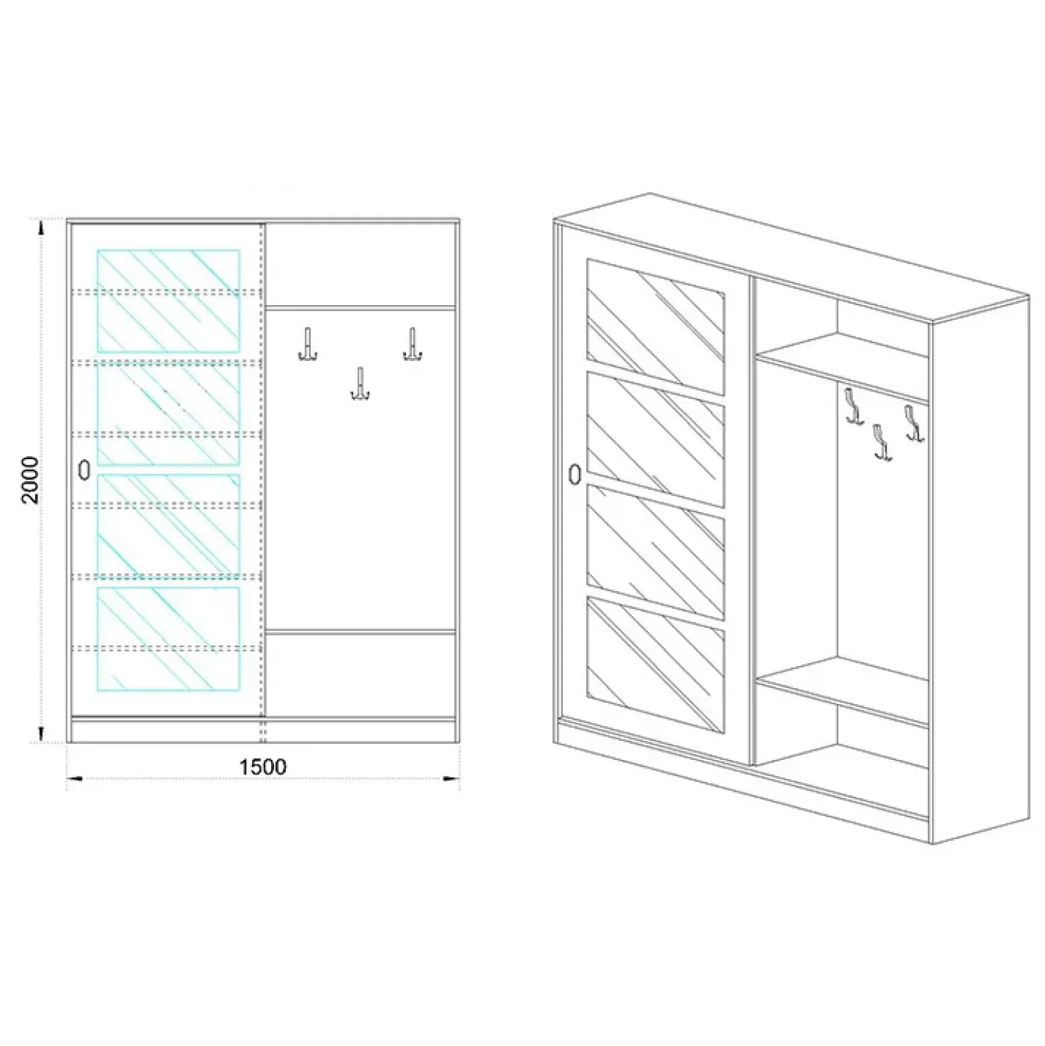 Garnero Arredamenti Mobile ingresso 150x200h cm anta scorrevole e specchio rovere naturale Sajama Online