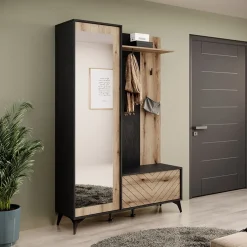 Garnero Arredamenti Mobile ingresso 135x197h cm appendiabiti quercia nero Becca Outlet