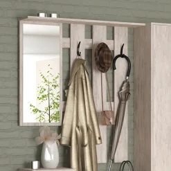 Garnero Arredamenti Mobile ingresso 155x190h cm appendiabiti scarpiera con specchio Atlanta Bianco Frassinato