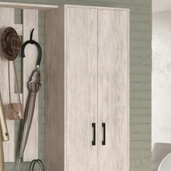Garnero Arredamenti Mobile ingresso 155x190h cm appendiabiti scarpiera con specchio Atlanta Bianco Frassinato