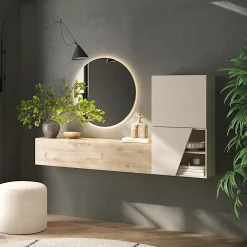 Garnero Arredamenti Mobile ingresso 193x180h cm beige rovere chiaro Sunset 101 Hot