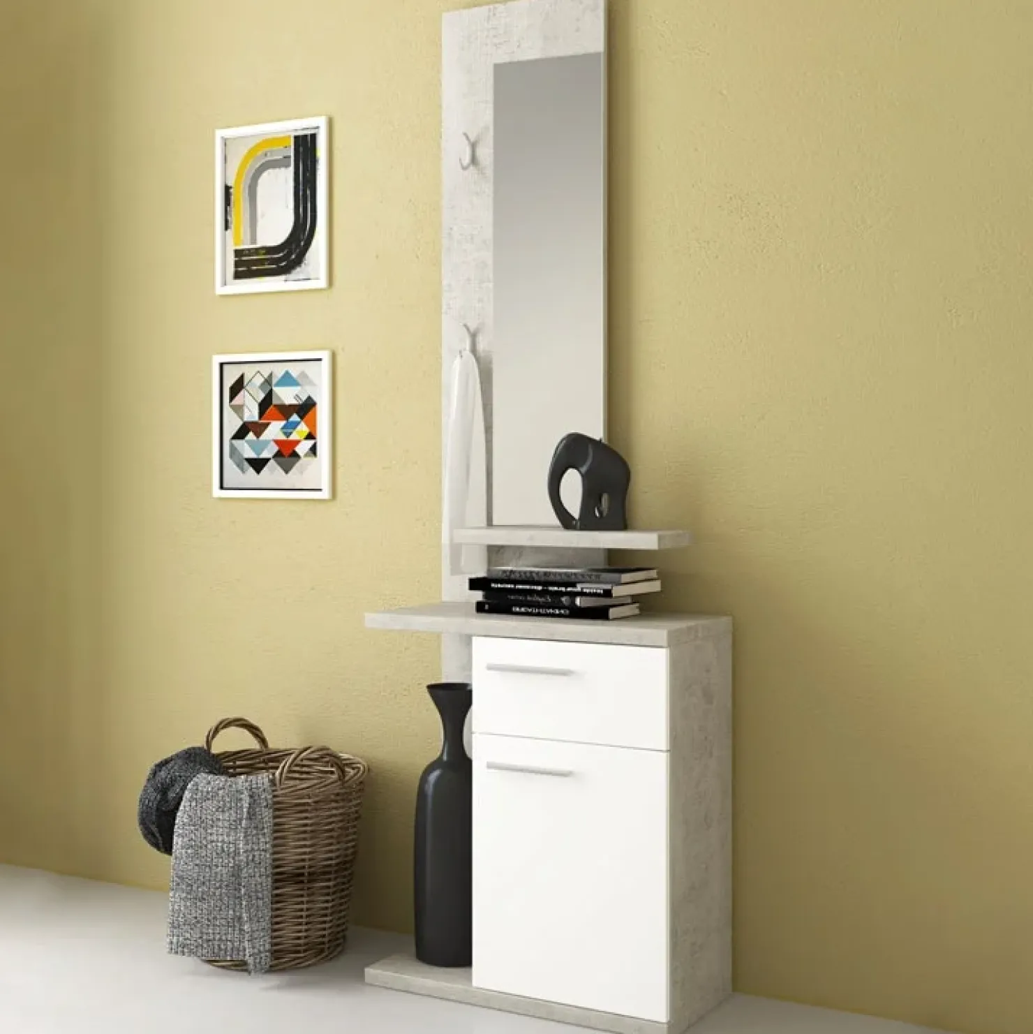 Garnero Arredamenti Mobile ingresso 61x186h cm bianco cemento Jimmy Gihome® New