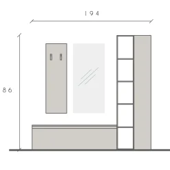 Garnero Arredamenti Mobile ingresso 194x186h cm bianco lucido rovere chiaro Sunset 108 Online
