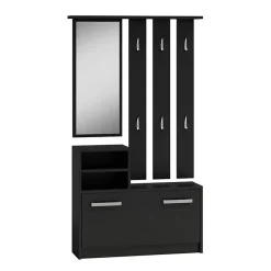 Garnero Arredamenti Mobile ingresso 85x180h cm con specchio scarpiera nero Bergen Nero Lucido New