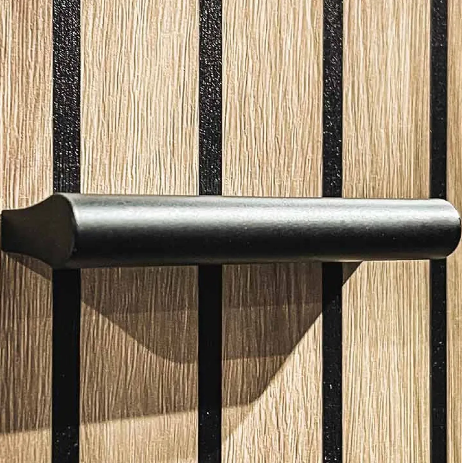 Garnero Arredamenti Mobile ingresso 210x203h cm con specchio rovere antracite stampa a righe California Gihome® Antracite - Rovere